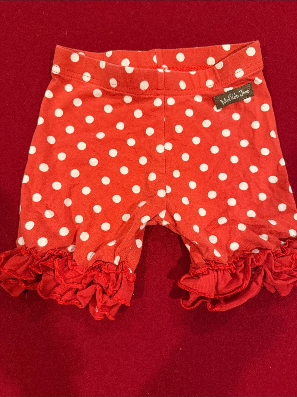 Matilda Jane Coral-Red Polka Dot Ruffle Shorts
